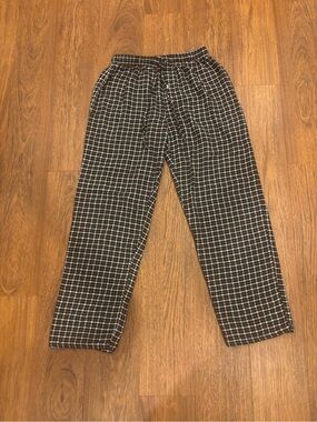 Men's Black Check Jogger Pants with Elastic Waist